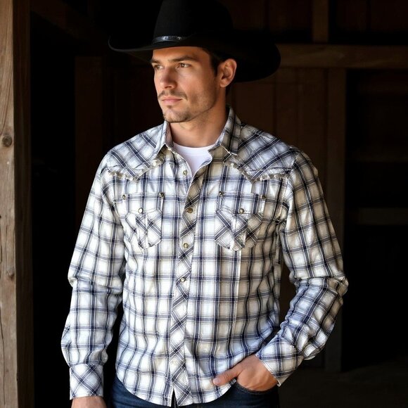 Ariat Retro Fit Men's Western Cowboy Pearl Snap Shirt, Medium - Picture 1 of 14